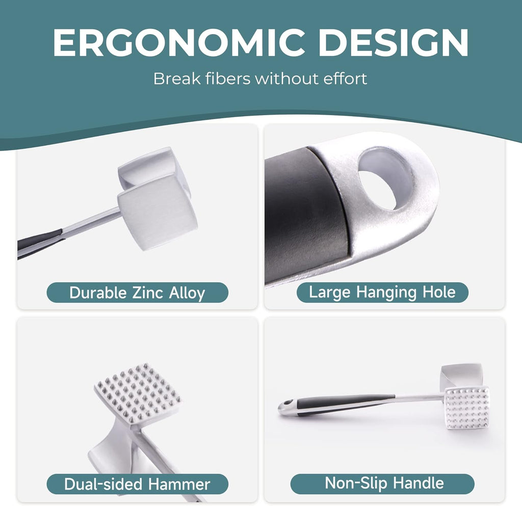 Meat Tenderizer Hammer with Comfortable-Grip Handle