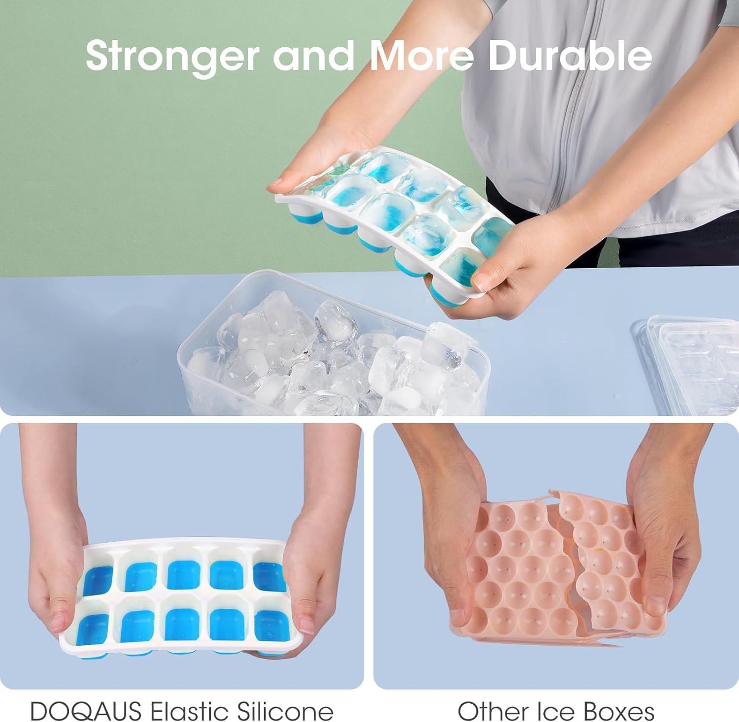 4 Pack Silicone Ice Cube Trays for Freezer